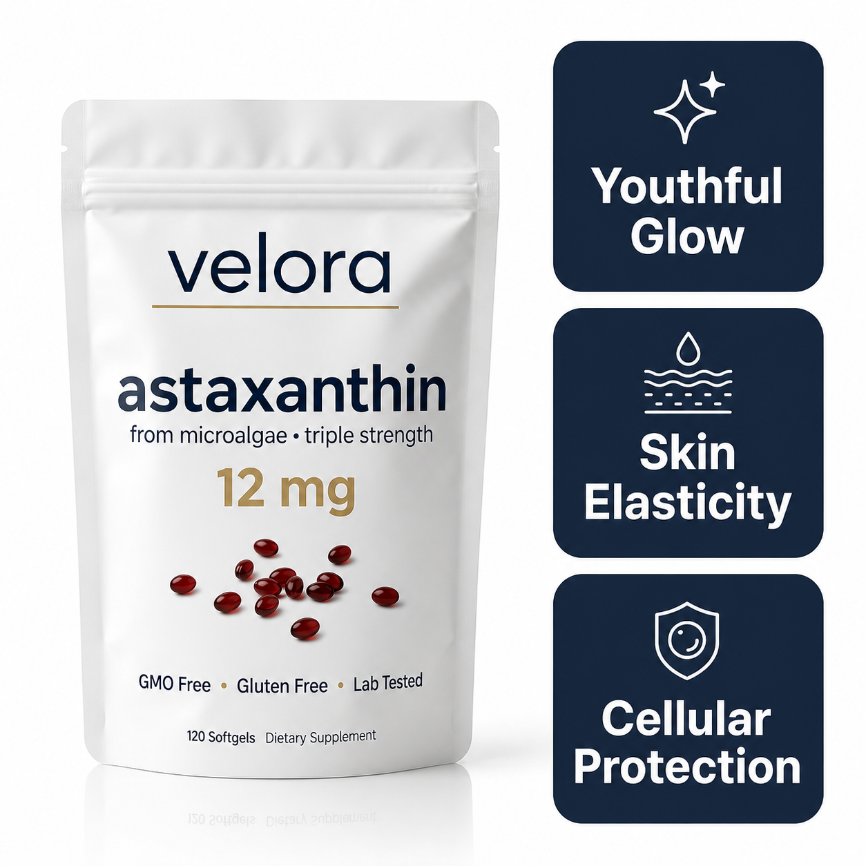 Velora™ Astaxanthin — 12mg AstaReal Daily Skin Shield