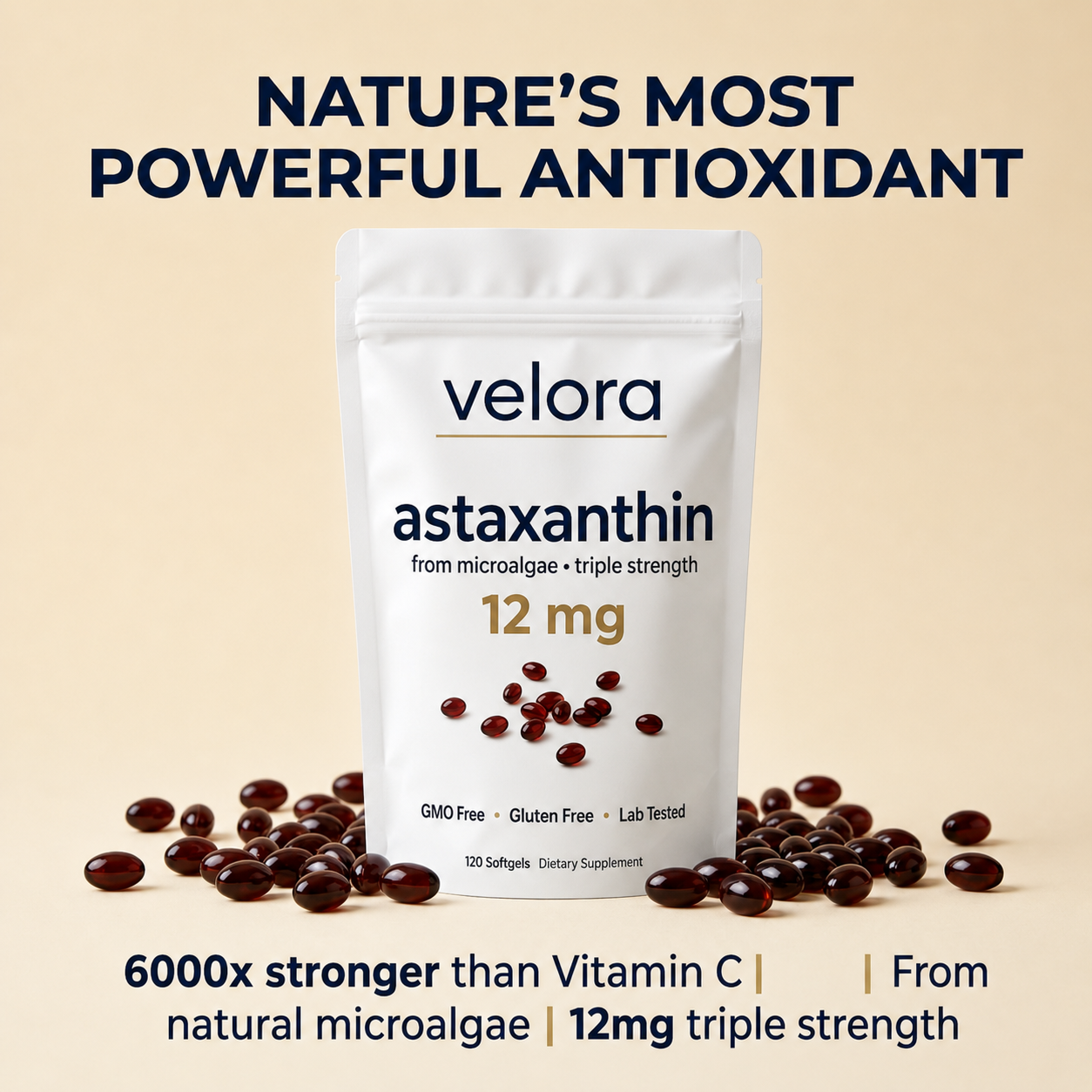 Velora™ Astaxanthin — 12mg AstaReal Daily Skin Shield